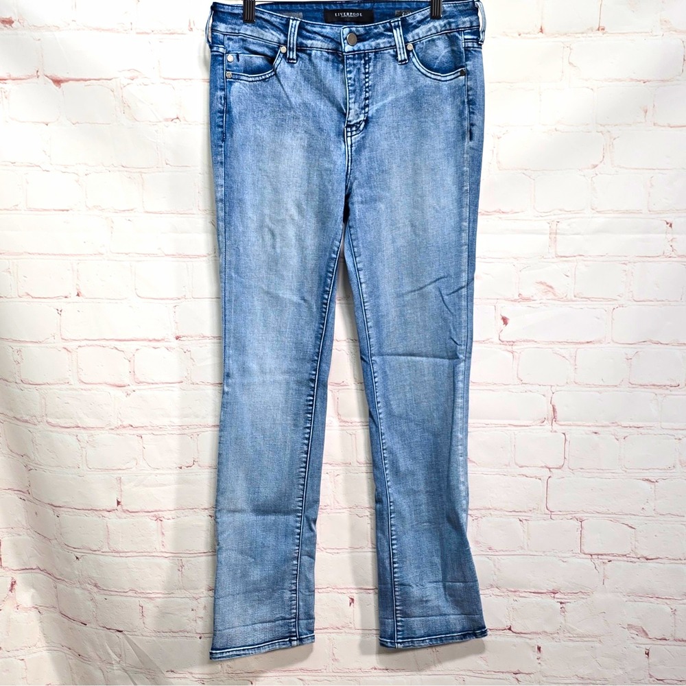 Liverpool Jeans Company Light Wash Blue Bootcut Slim Mid Rise Stretch Size 8